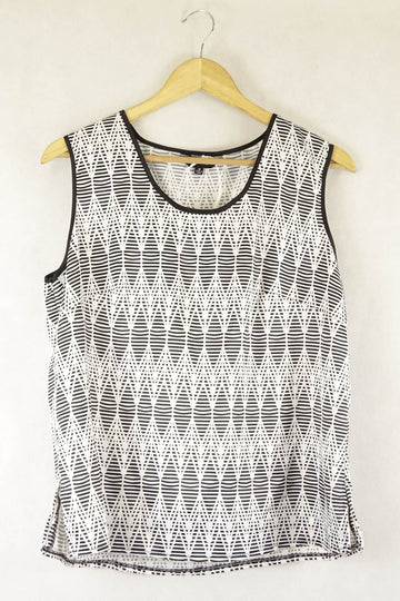 Liz Jordan Black And White Short Sleeve Top M