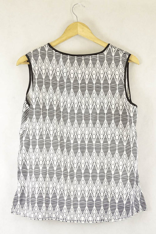 Liz Jordan Black And White Short Sleeve Top M