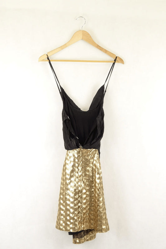 Addison Black And Gold Mini Dress L