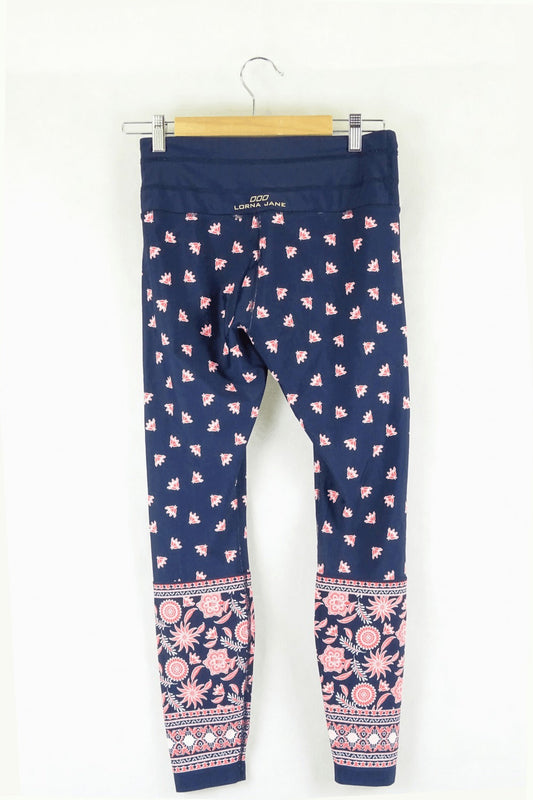 Lorna Jane Blue Leggings Floral Pattern S