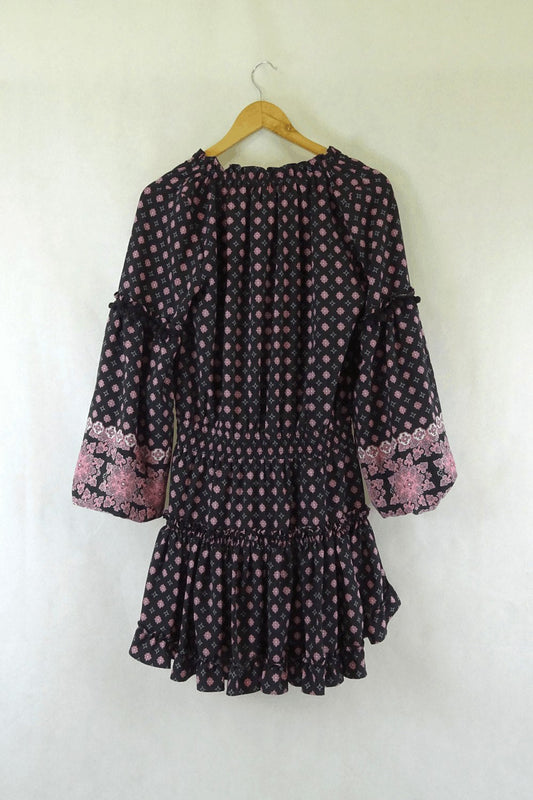 Misa Pattern Dress Pink And Black S