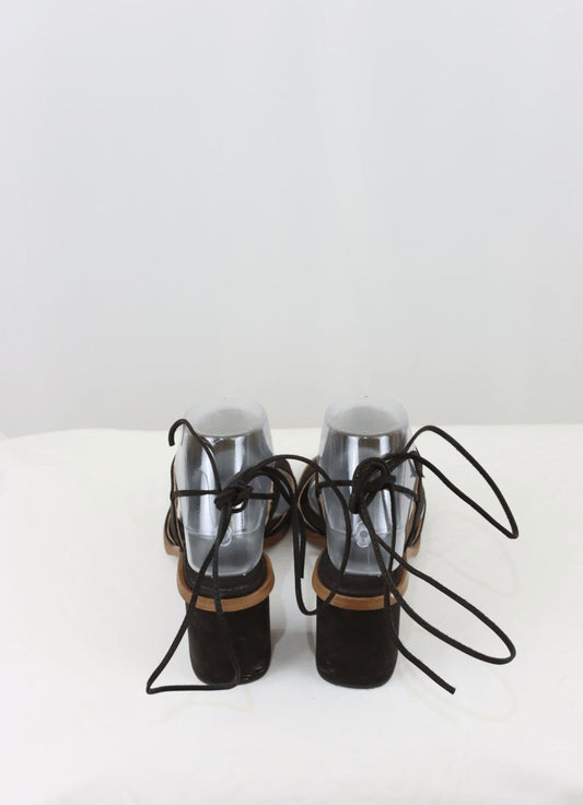 Tony Bianco Brown Ankle Tie Sandals 6