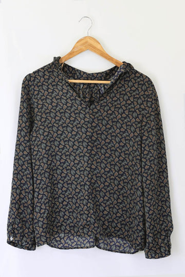 Zara Paisley Long Sleeve Top M