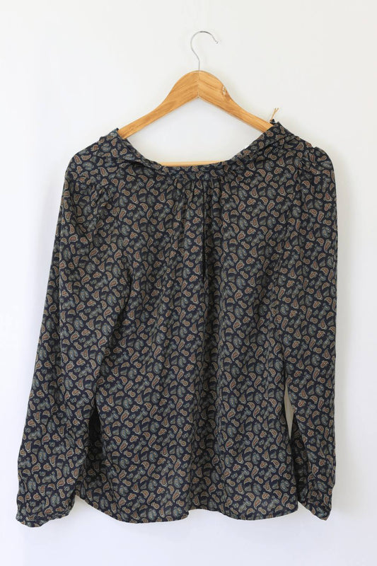 Zara Paisley Long Sleeve Top M