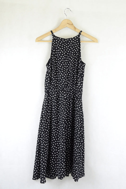 Zara Black And White Polka Dot Dress XS