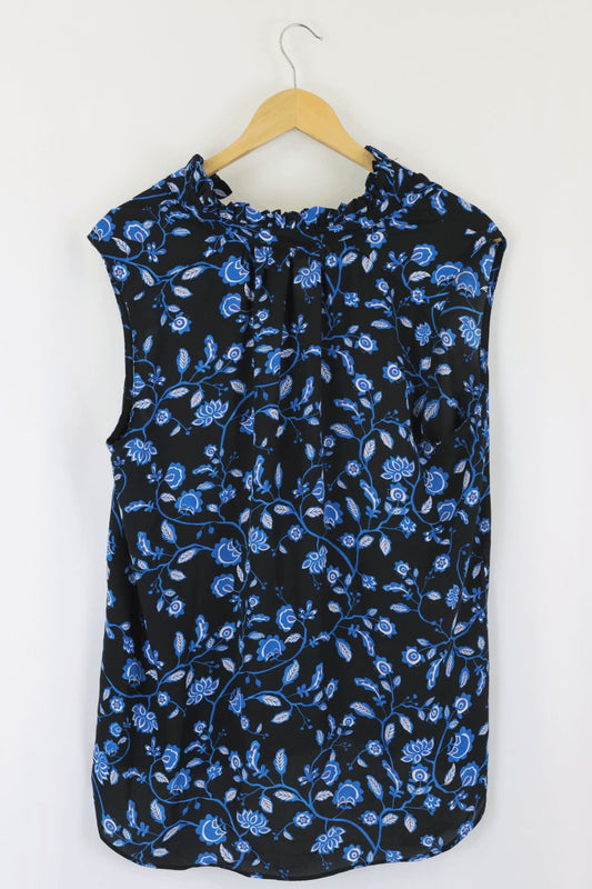 Premise Studio Blue Floral Top L