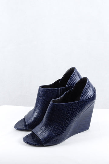 Alexander Wang Croc Print Blue Wedges 41