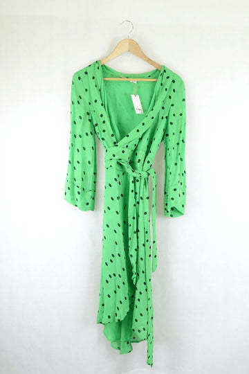 Ganni Green and Black Dress Polka Dot S