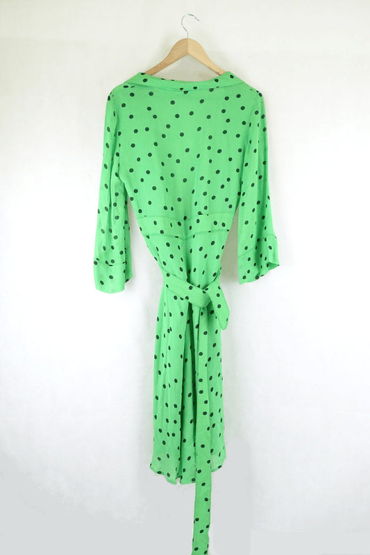 Ganni Green and Black Dress Polka Dot S