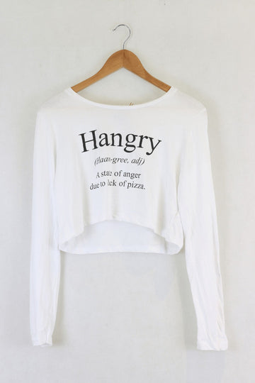 Brave Soul Hungry Long Sleeve White Top M