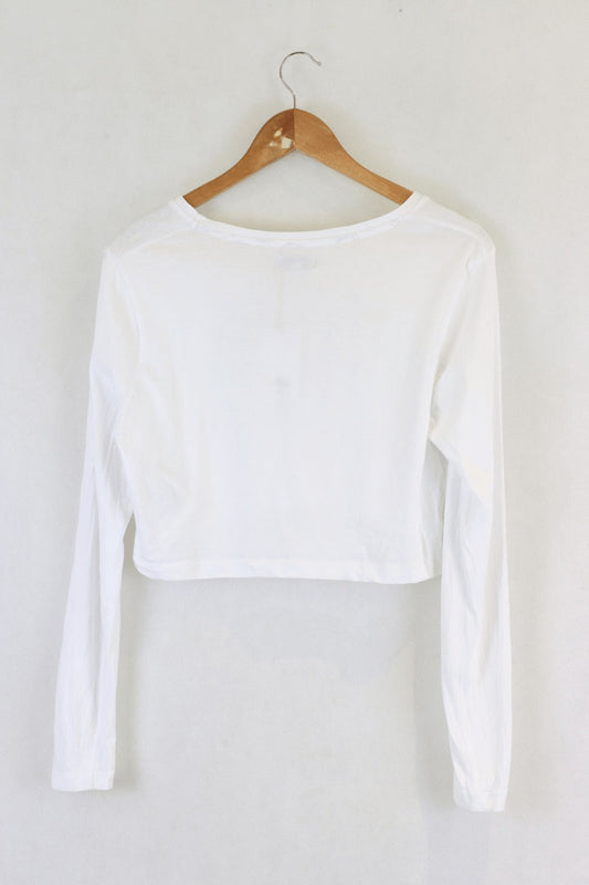 Brave Soul Hungry Long Sleeve White Top M