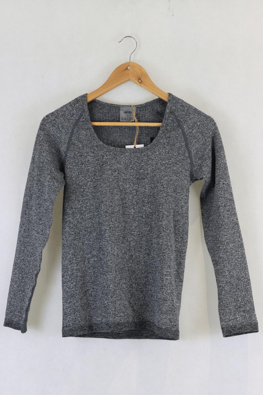 Aimn Grey Long Sleeve Top L