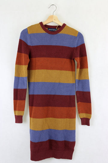 Princess Highway Striped Knitted Jumper Burgundy, Purple And Mustard 6