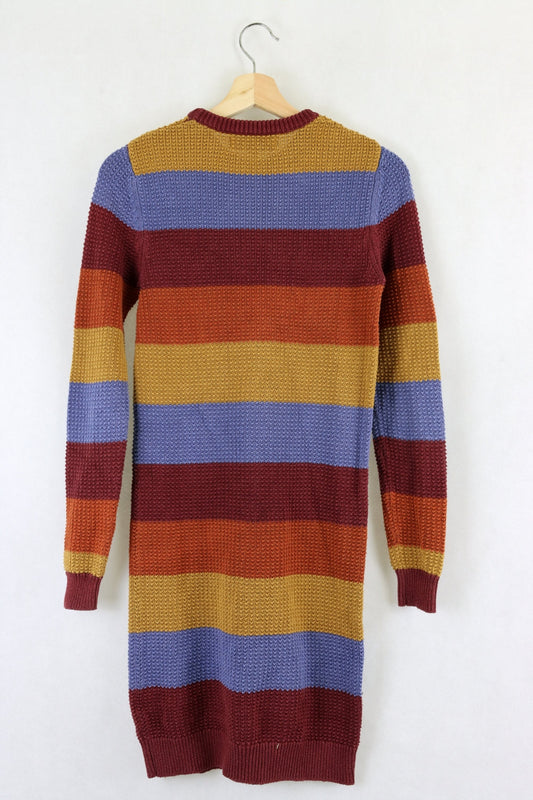 Princess Highway Striped Knitted Jumper Burgundy, Purple And Mustard 6