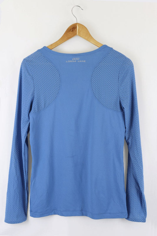 Lorna Jane Blue Log Sleeve Top M