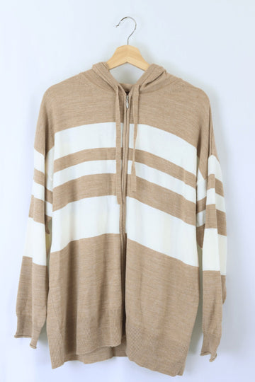 M & S Brown And Striped Jacket L