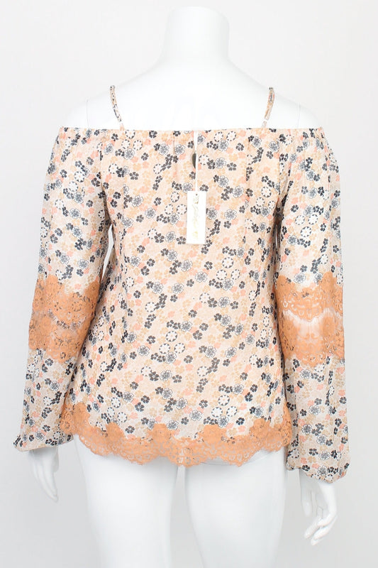 Gold Hawk Cream Floral Lace Detail Top 14