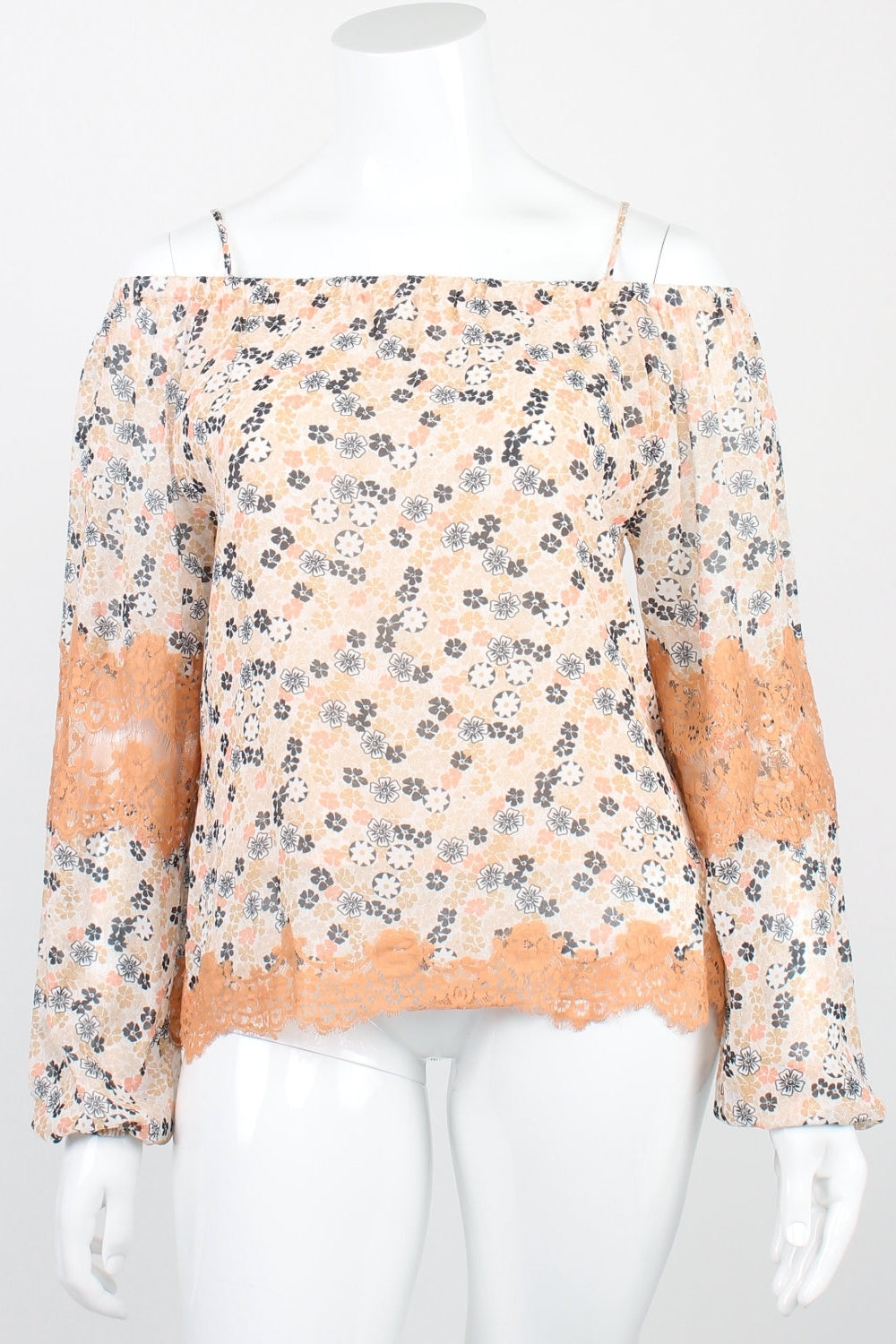 Gold Hawk Cream Floral Lace Detail Top 14