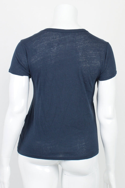 ZARA Navy Short Sleeve Top L