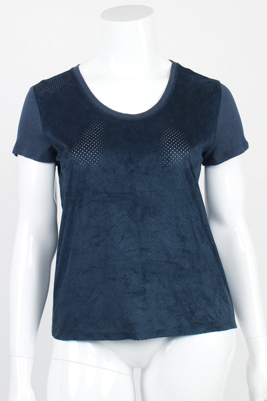 ZARA Navy Short Sleeve Top L