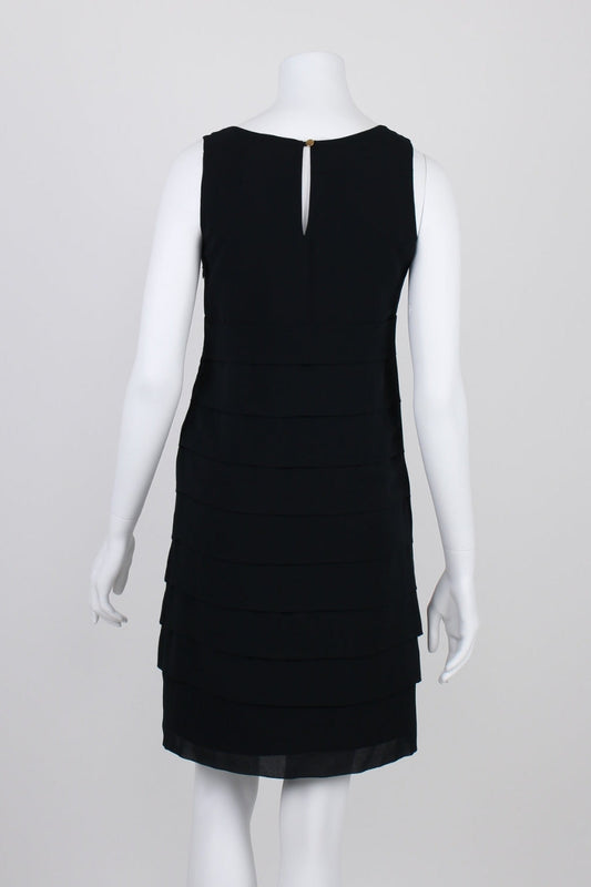 Jacqui E Black Sleeveless Layered Dress 6