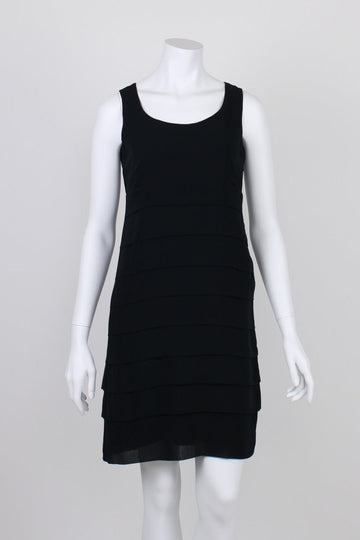 Jacqui E Black Sleeveless Layered Dress 6