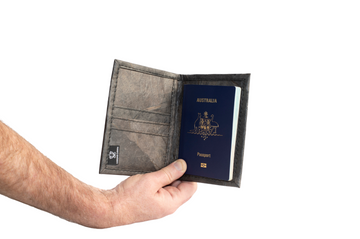 Vegan Leather Passport Holder - Black Brown