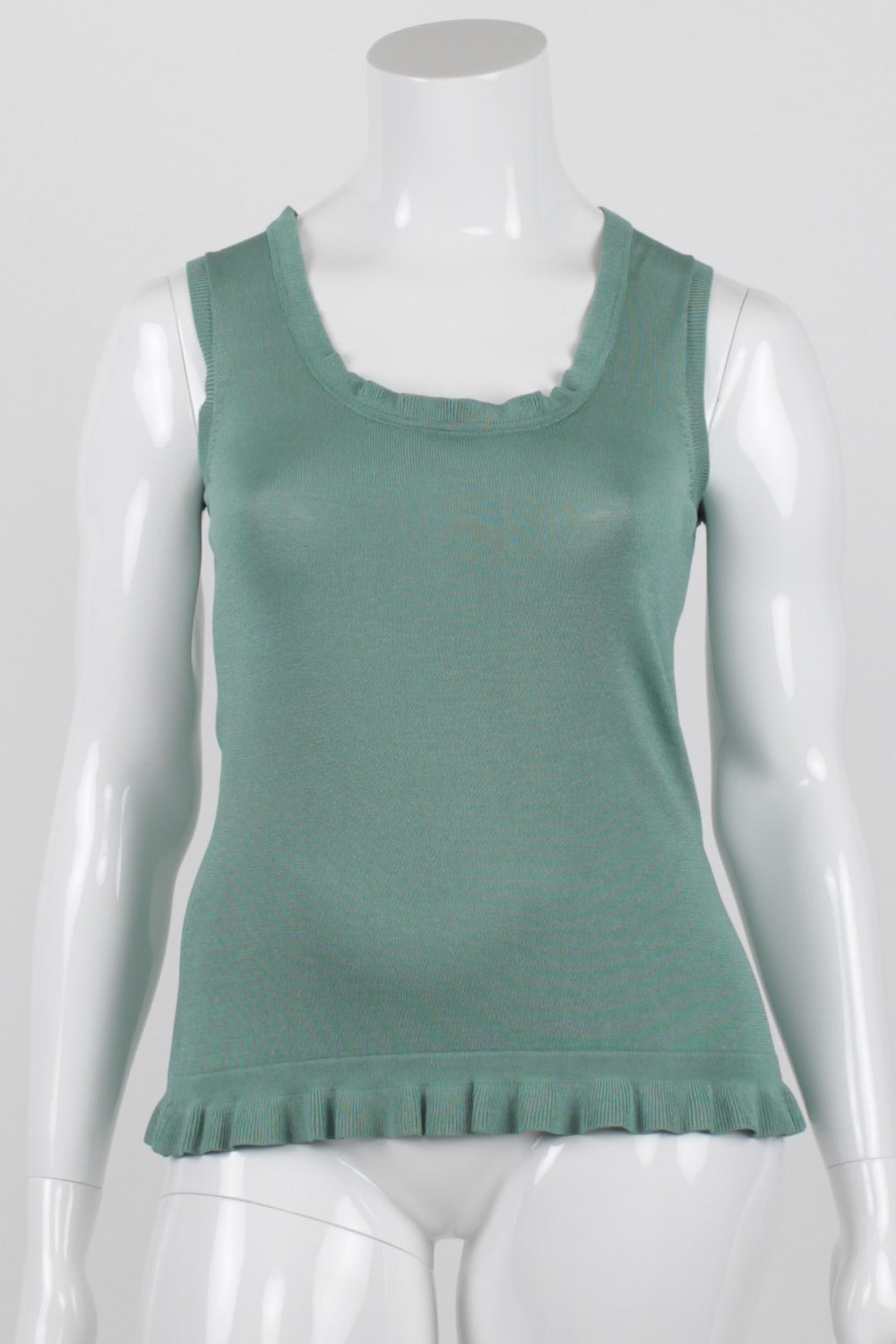 Gordon Smith Green Frill Hem Knit Top M