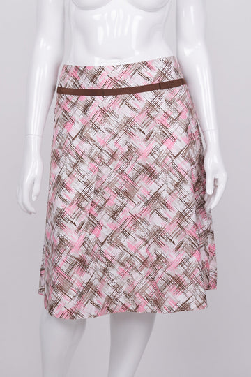 Jacqui E Pink And Brown Patterned Skirt 14