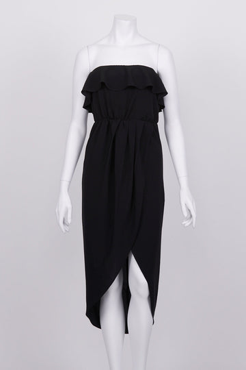 Forever New Black Bandeau Midi Dress 8 (missing belt)