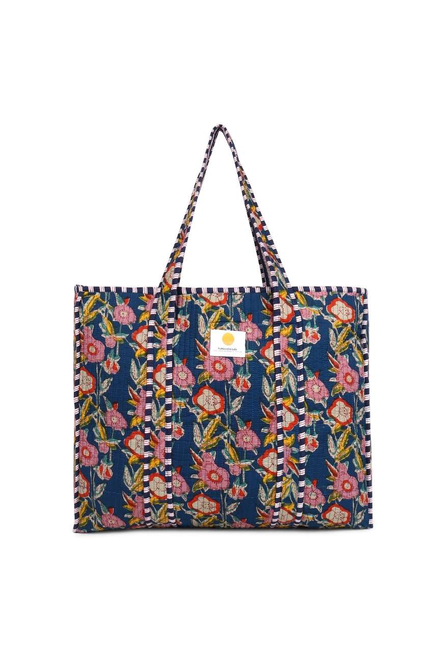 Cotton Tote Bag - Botanical Blue