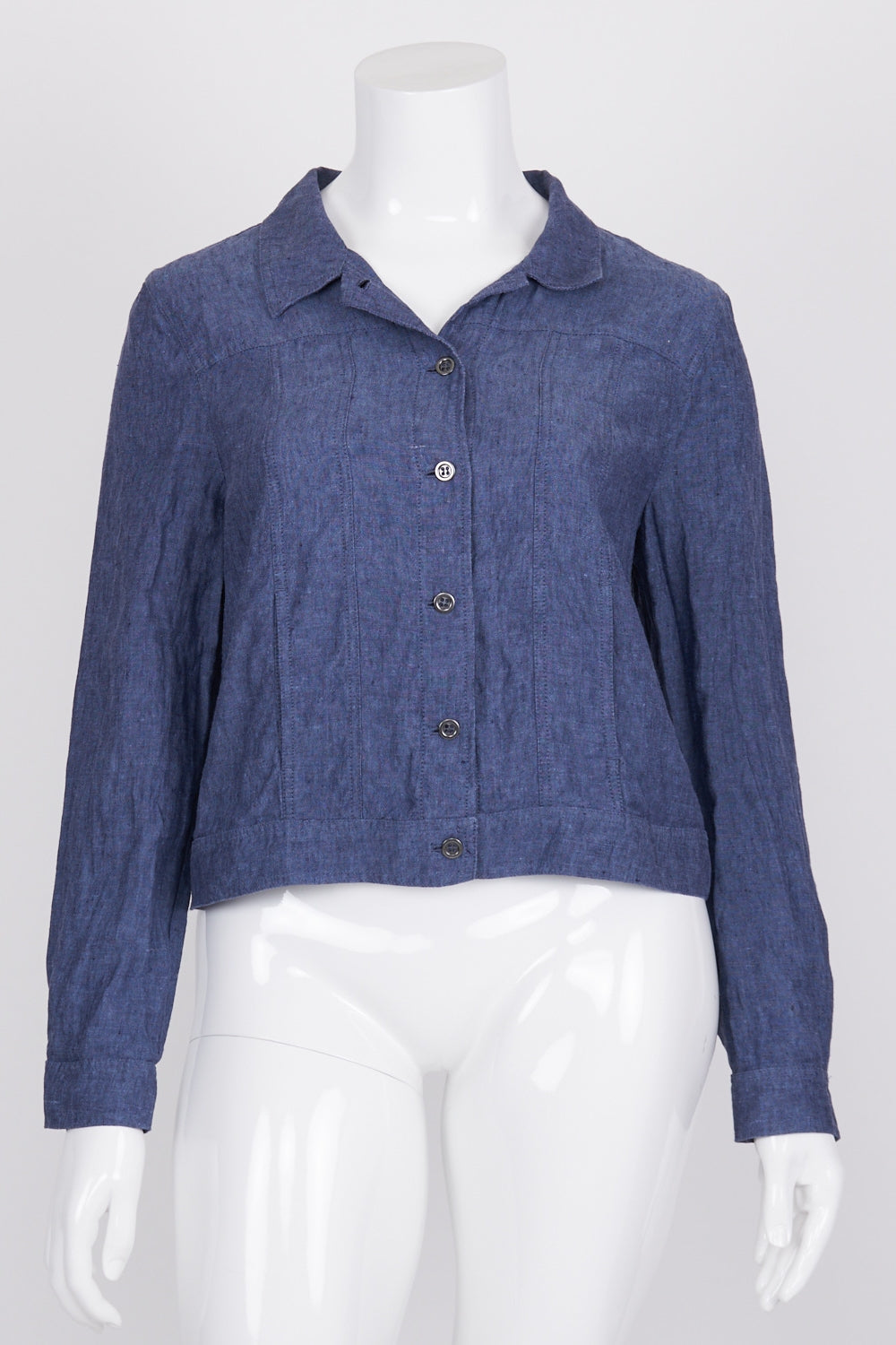 Jacqui E Blue Nadia Linen Jacket 18