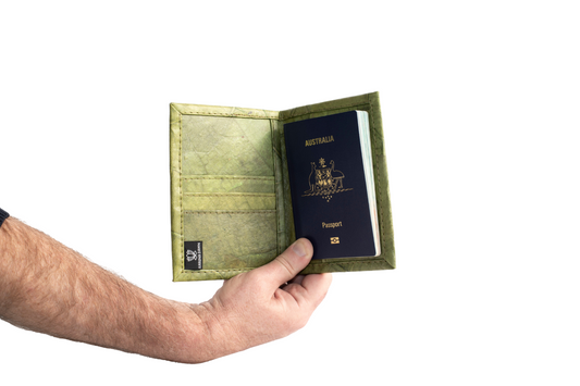 Vegan Leather Passport Holder - Green