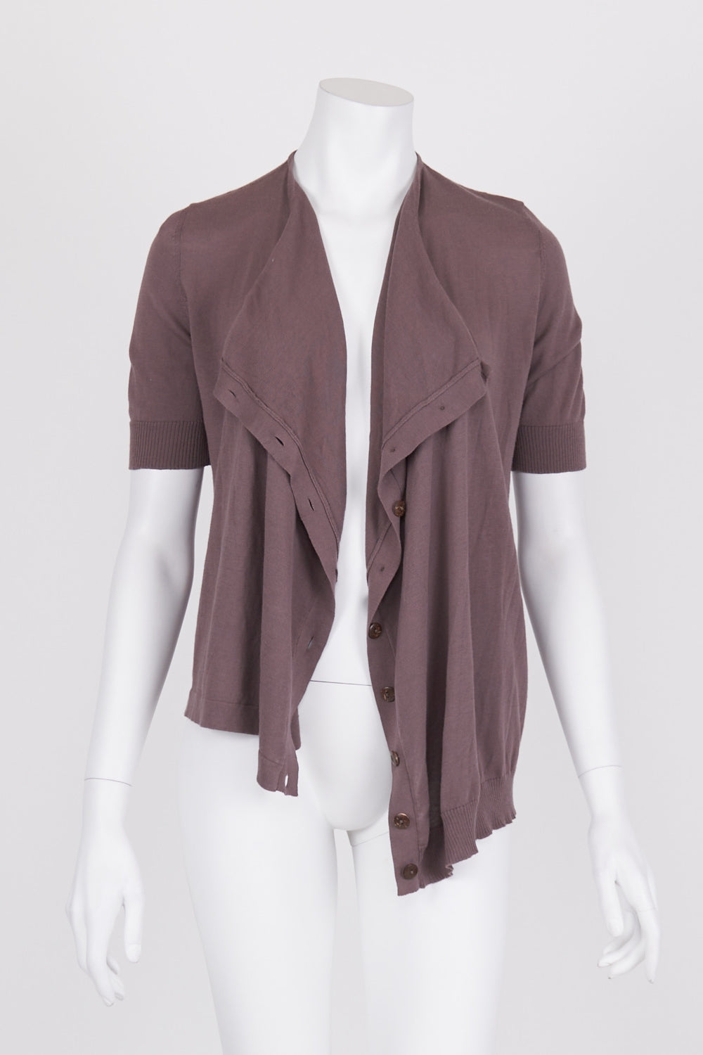 Intarsia Grey Asymmetric Knit Cardigan S