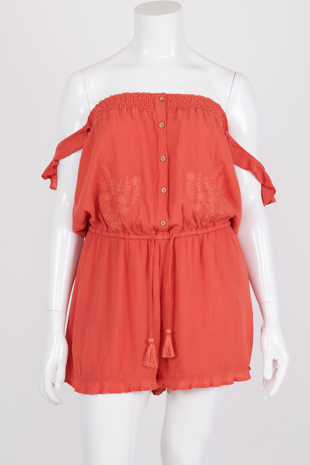 Ghanda Coral Off Shoulder Playsuit L