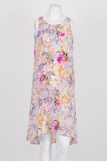 Kachel Floral 100% Silk Midi Dress 10