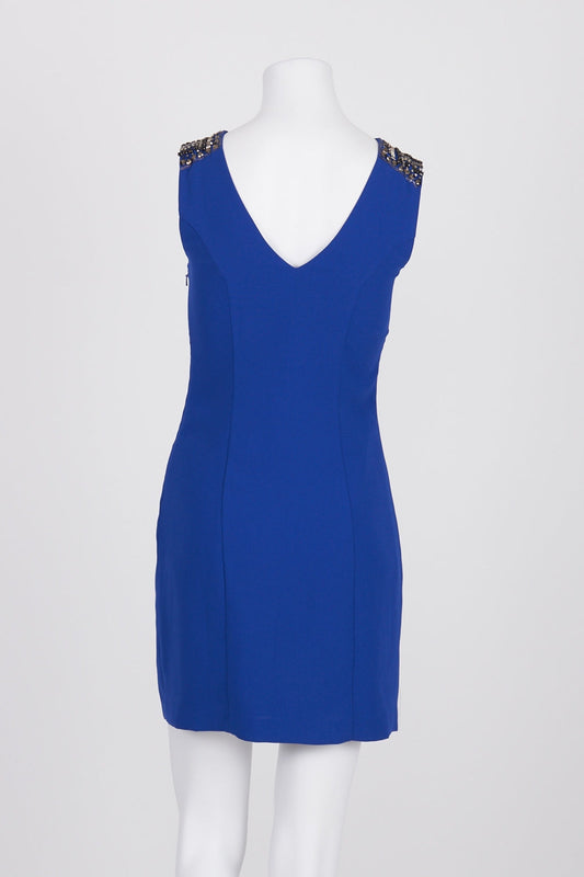 Forever New Blue Embellished Neckline Dress 6