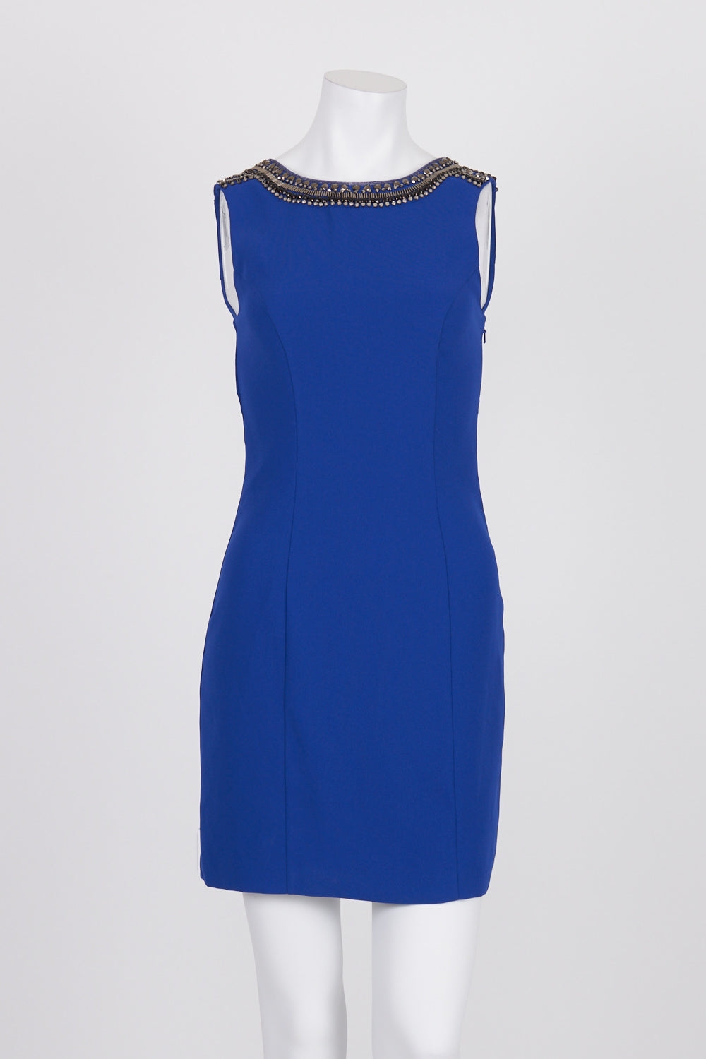 Forever New Blue Embellished Neckline Dress 6