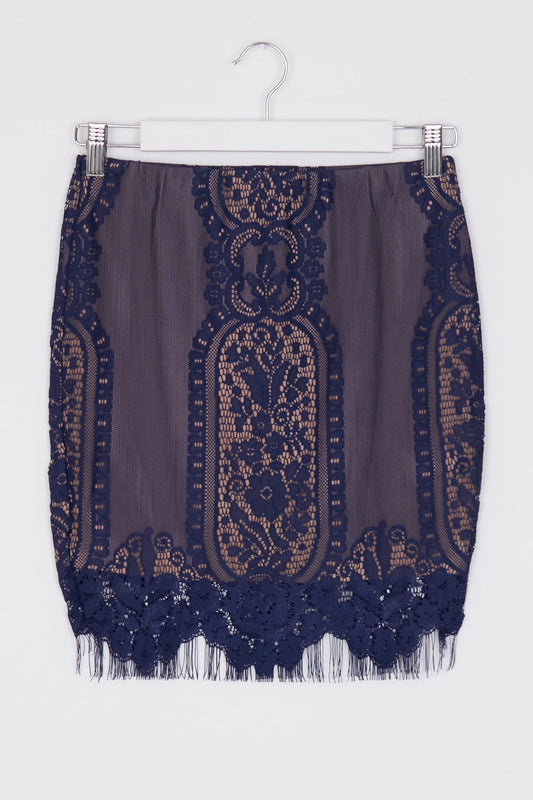 Shareen Navy Lace Mini Skirt 10