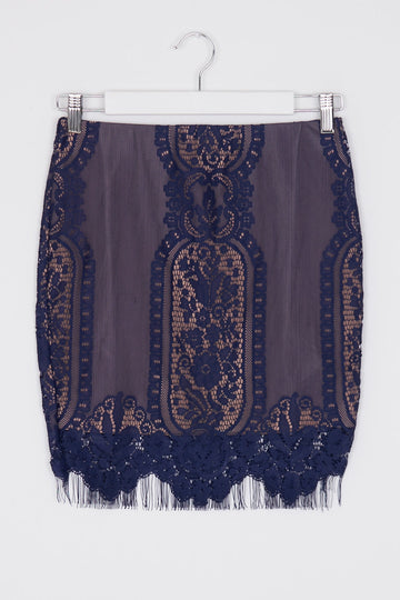 Shareen Navy Lace Mini Skirt 10