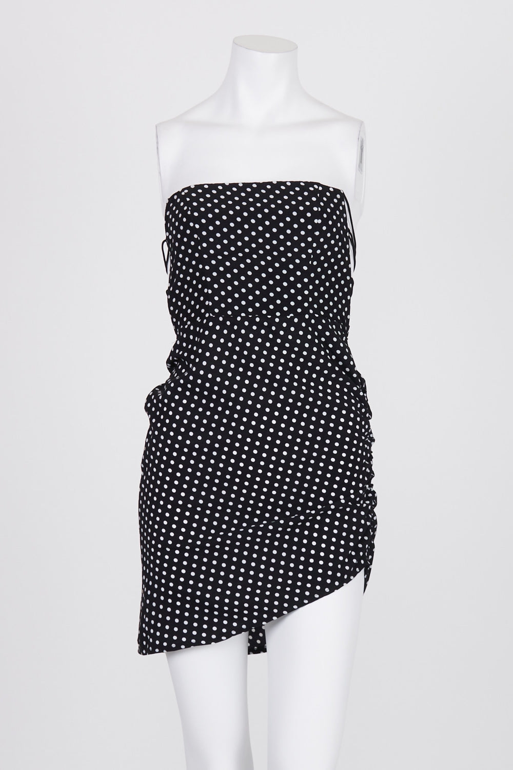 White Fox Black and White Polka Dot Backless Mini Dress XS