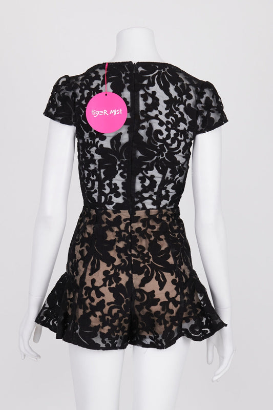 Tiger Mist Black Lace Playsuit XS