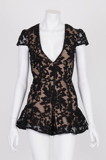 Tiger Mist Black Lace Playsuit XS