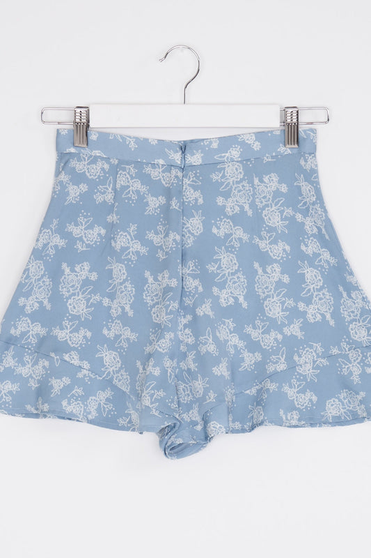 The Fifth Label Blue And White Floral Ruffle Hem Shorts XS