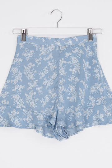 The Fifth Label Blue And White Floral Ruffle Hem Shorts XS