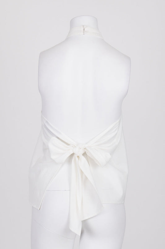 The Fifth Label White High Neck Tie Back Top S