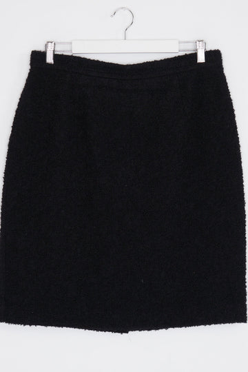 Sportscraft Petite Black Textured Wool Blend Skirt 16