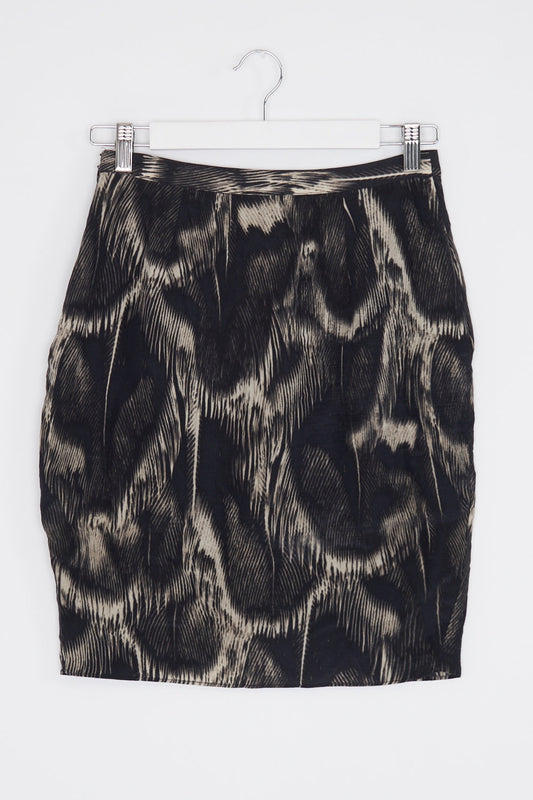 Witchery Black Patterned Silk Skirt 8