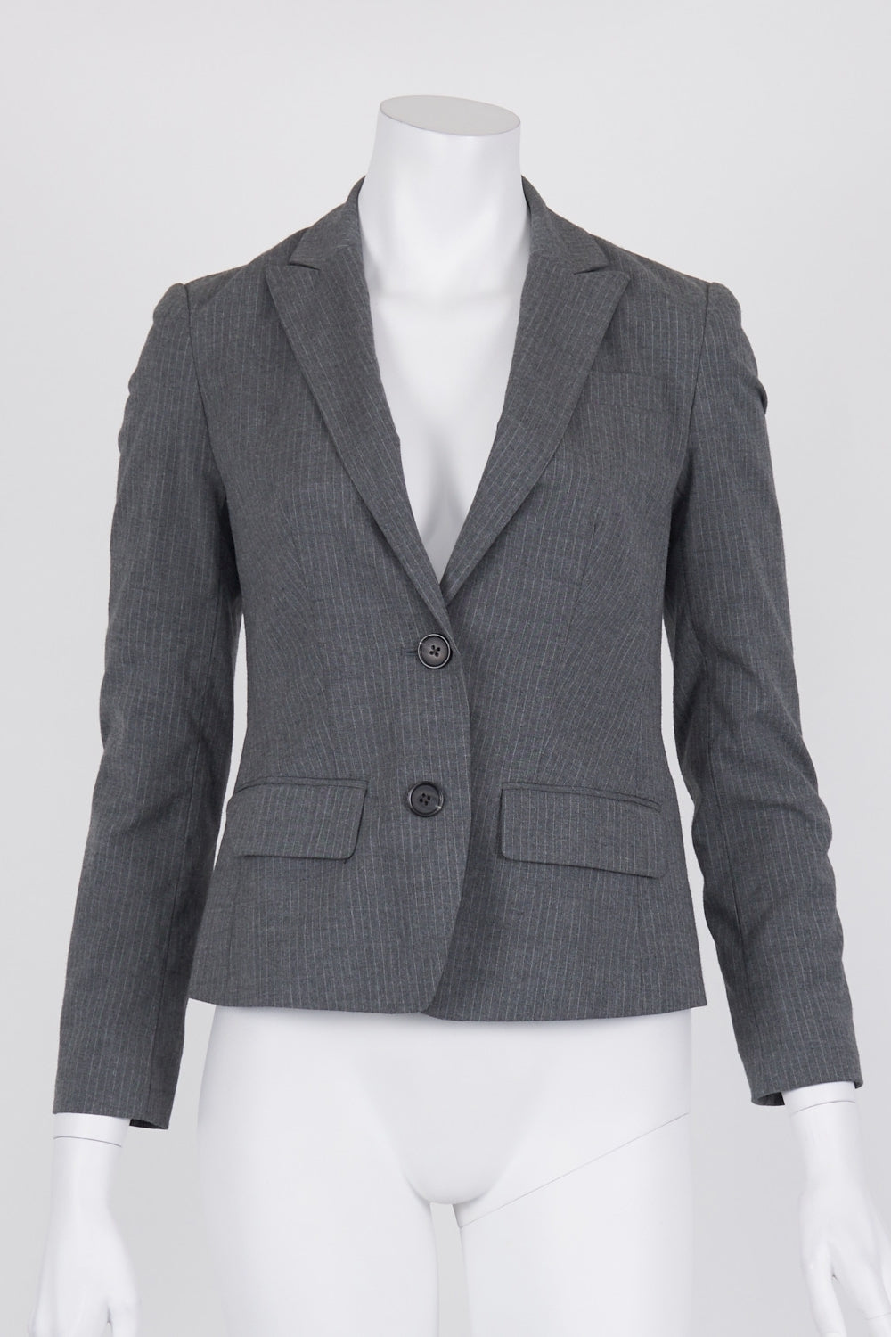 Banana Republic Petite Grey Striped Blazer 6