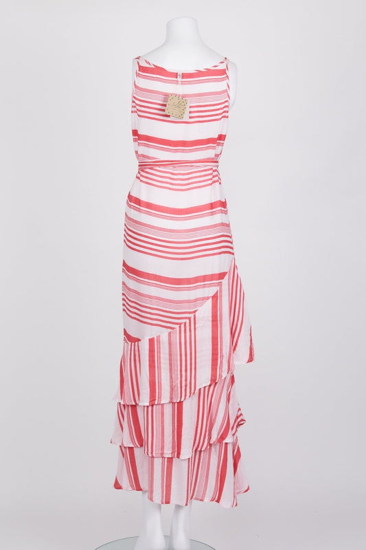 Solito Red and White Maxi Dress M (with belt)